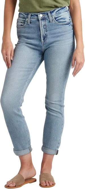 Silver Jeans Co. Women's 90s Boyfriend High Rise Slim Leg Jeans-Legacy