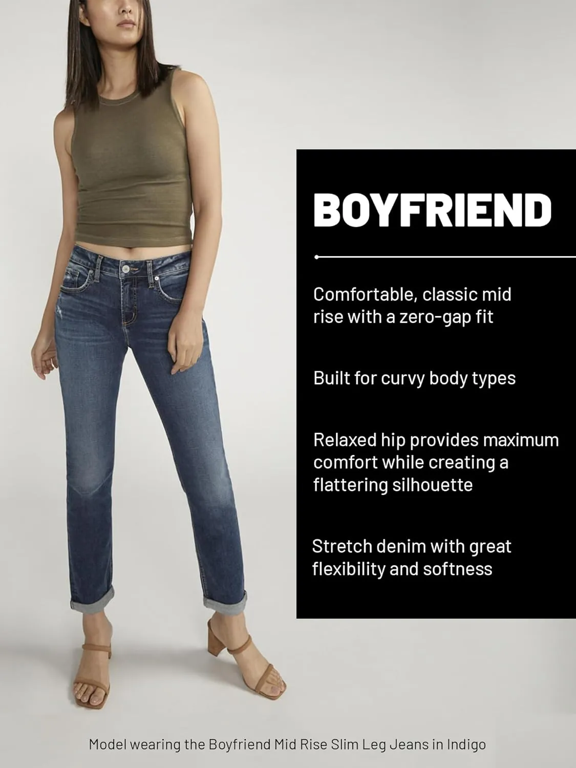Silver Jeans Co. Women's 90s Boyfriend High Rise Slim Leg Jeans-Legacy