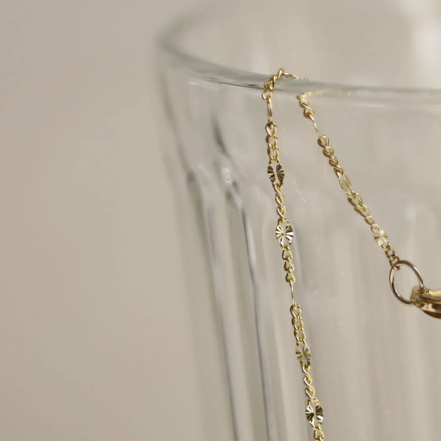 Simple 14K Gold Chain with Diamond Cut Oval Link