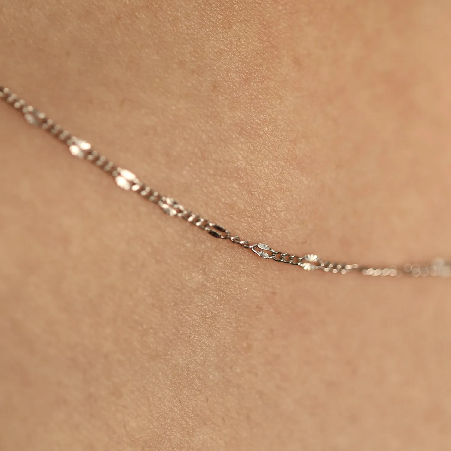 Simple 14K Gold Chain with Diamond Cut Oval Link