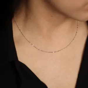 Simple 14K Gold Chain with Diamond Cut Oval Link