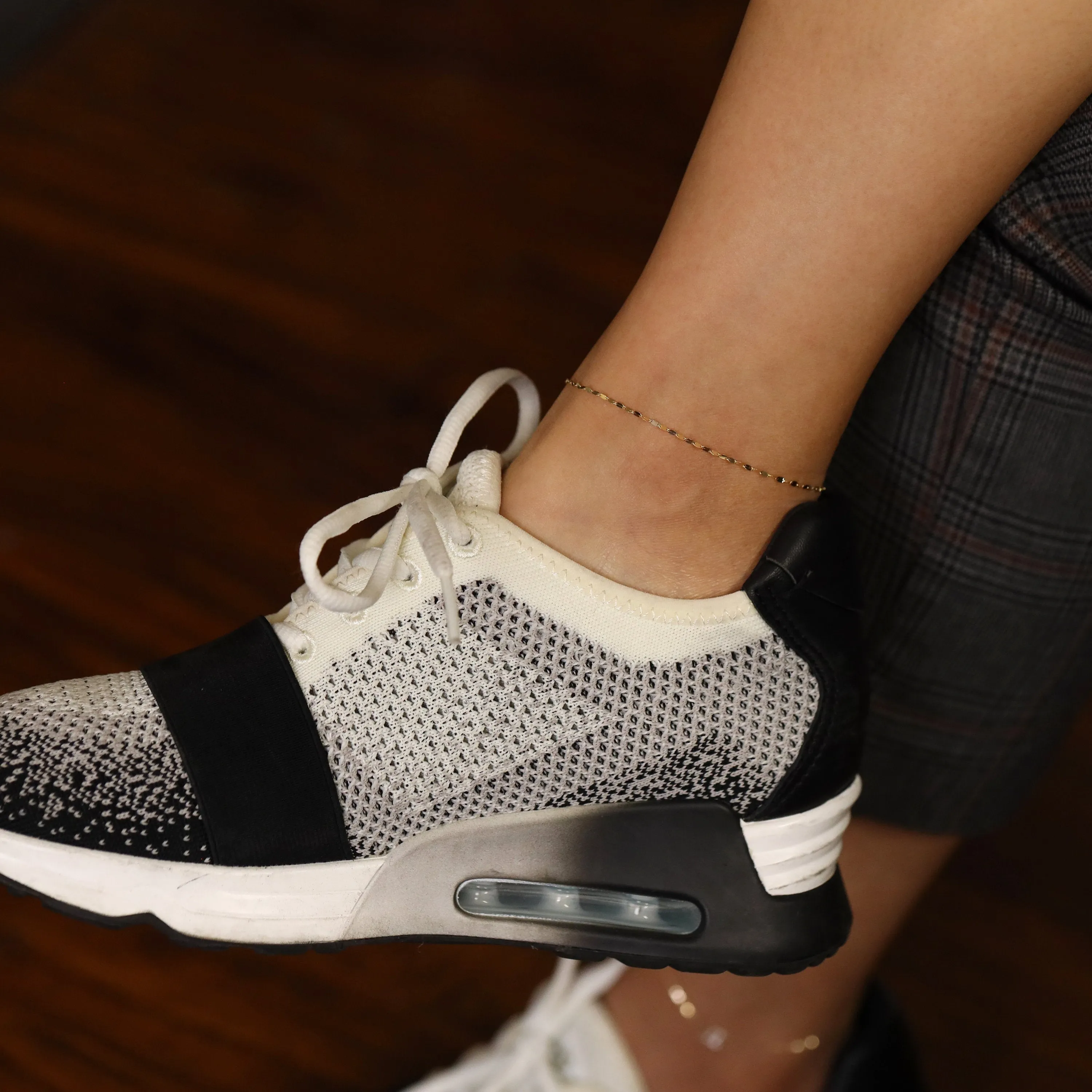 Simple 14K Gold Glitter Chain Anklet