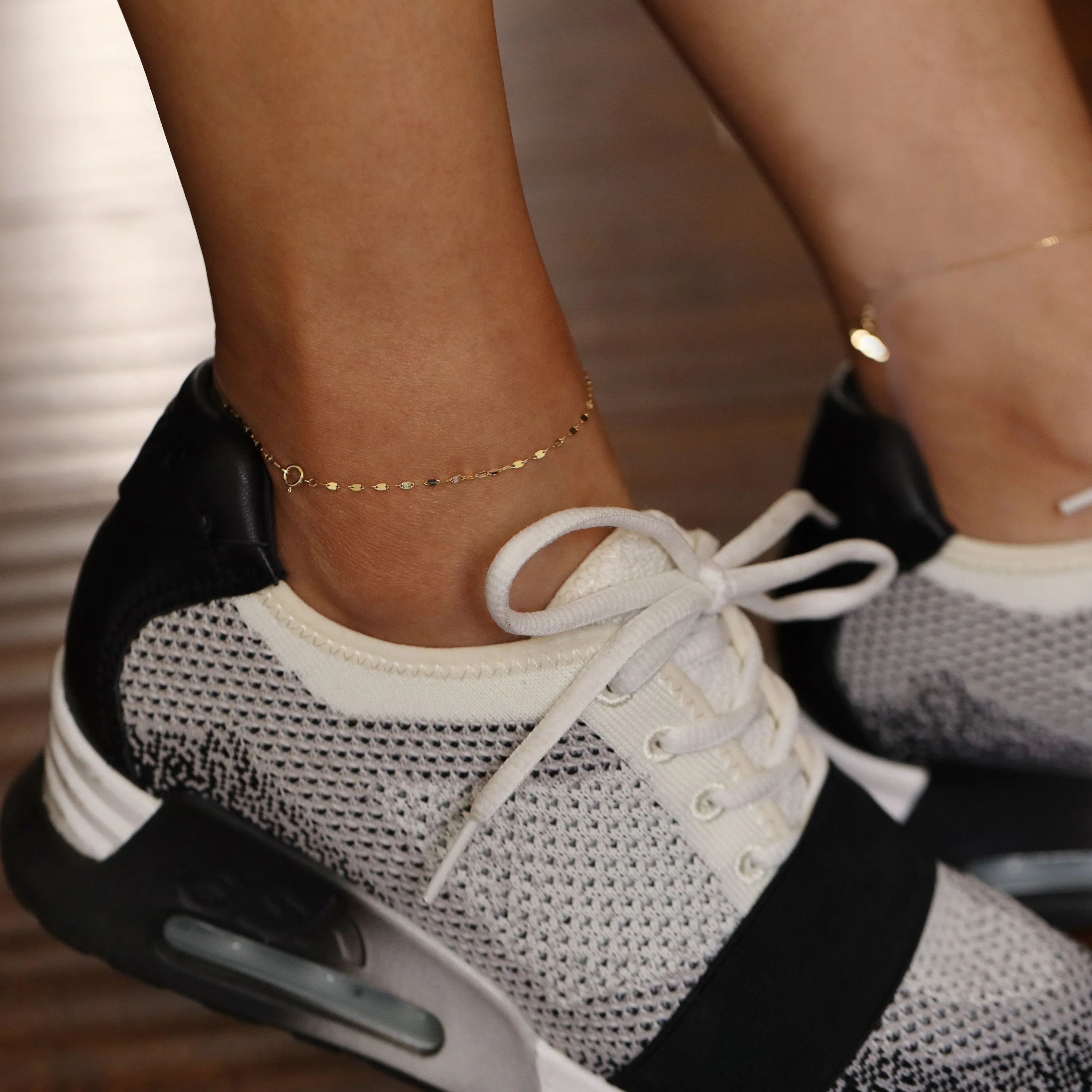 Simple 14K Gold Glitter Chain Anklet