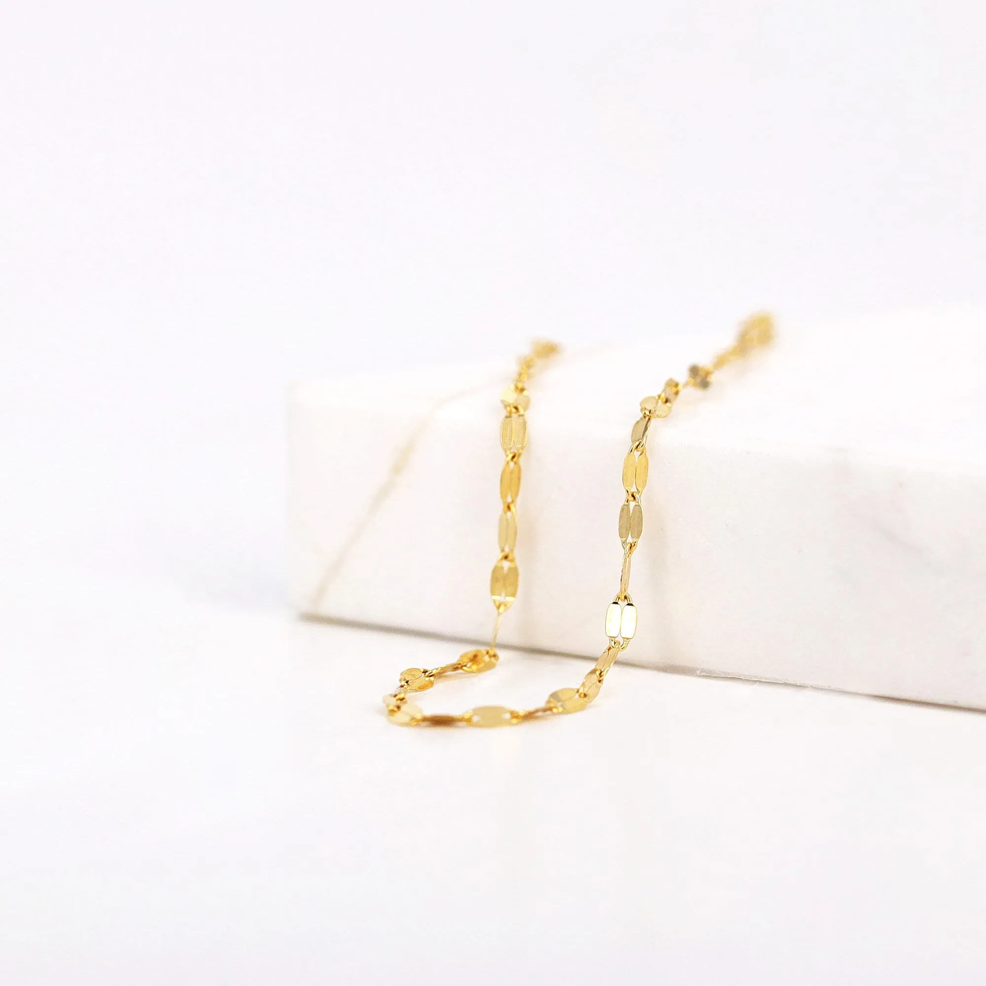 Simple 14K Gold Glitter Chain Anklet