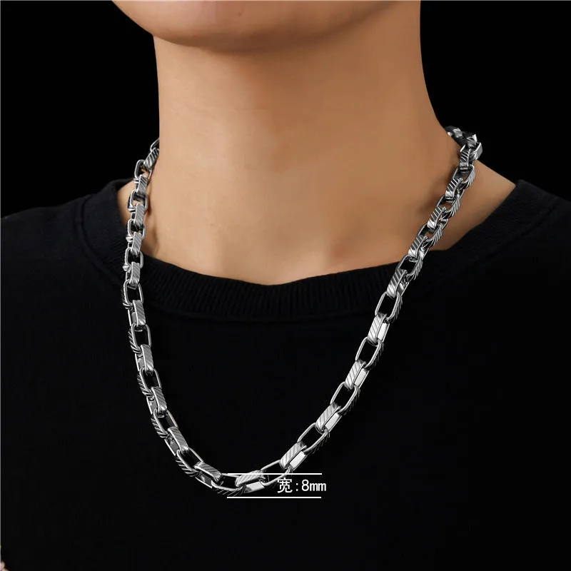 Simple Diagonal Stripe Chain Link Necklace