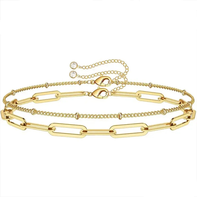 Simple Double Layer Paperclip Chain Bracelet