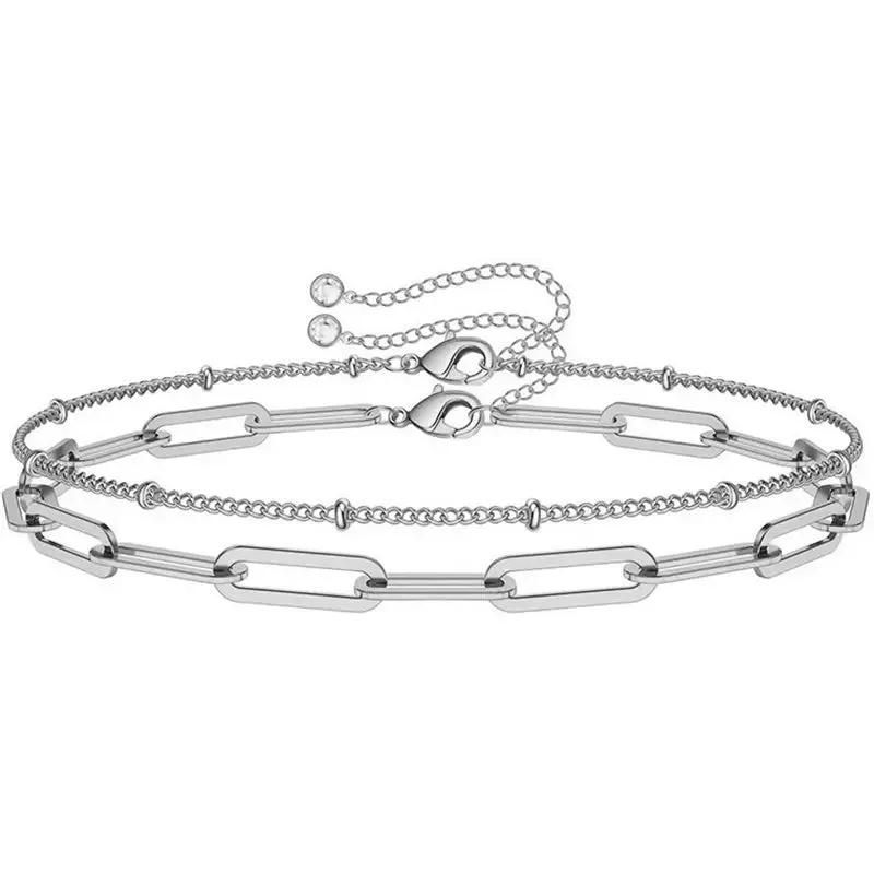 Simple Double Layer Paperclip Chain Bracelet