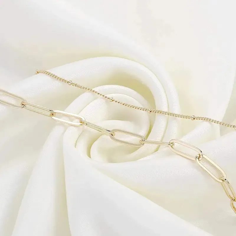 Simple Double Layer Paperclip Chain Bracelet