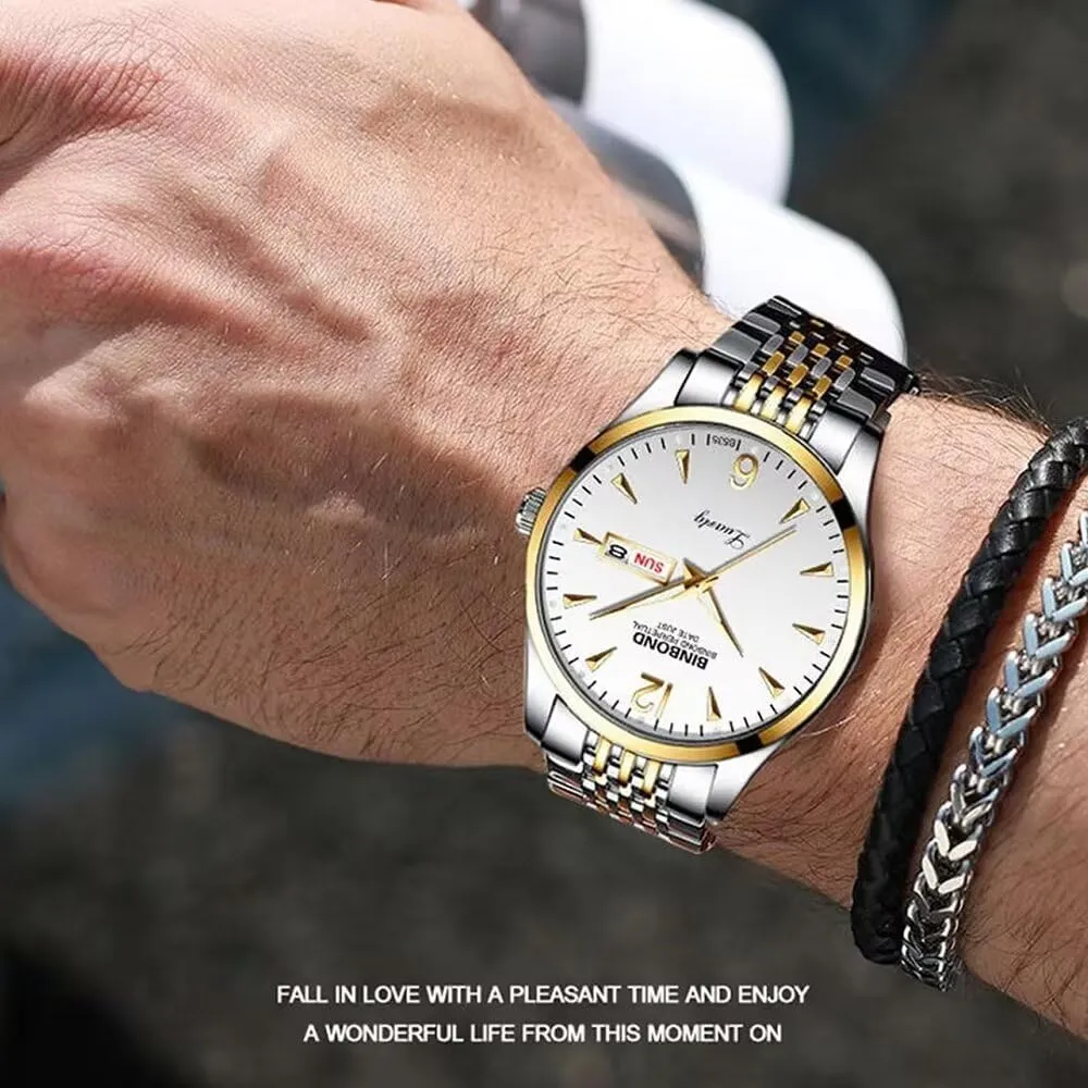 Simple Fashion Men's Watch Business Watch Date Week Calendar 3Bar Waterproof Clock Male Quartz Wristwatch