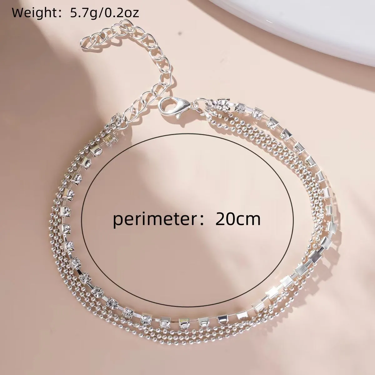 Simple Rhinestone Layered Fine AAnklets DP25A794