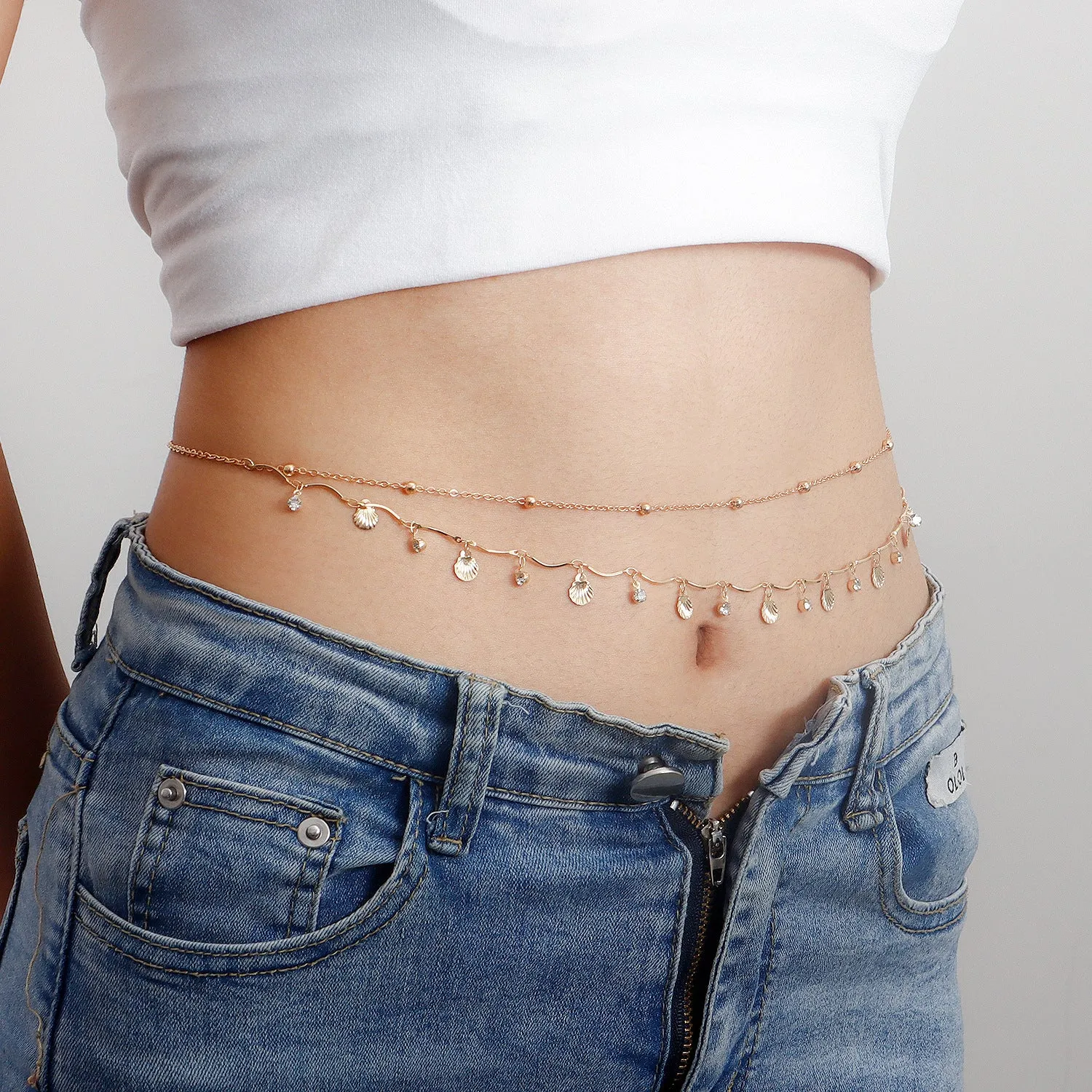 Simple Shell Sequin Rhinestone Waist Chain DP25A816