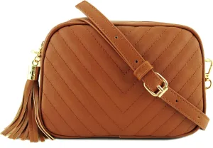 Simple Shoulder Crossbody Bag With Metal Chain Strap And Tassel Top Zipper