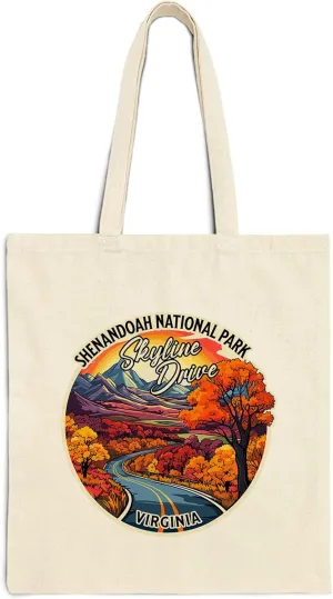 Skyline Drive Shenandoah National Park Virginia Cotton Tote Bag Men Casual Tote Bag Cloth Canvas Shopping Bags with Handles Cute Bags Everyday Use 15" x 16" Aesthetic Gift ID44997