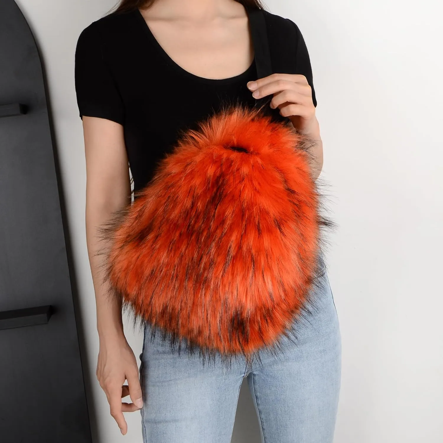 Sling Bag for Women Crossbody Chest Bag Cute Purse Fuzzy Fur Bag for Outdoor Hiking Trips