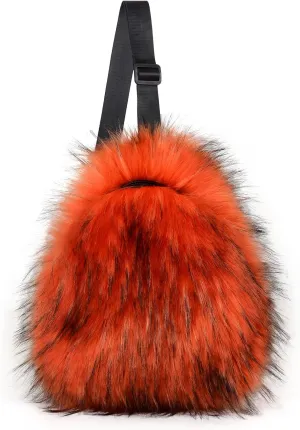 Sling Bag for Women Crossbody Chest Bag Cute Purse Fuzzy Fur Bag for Outdoor Hiking Trips