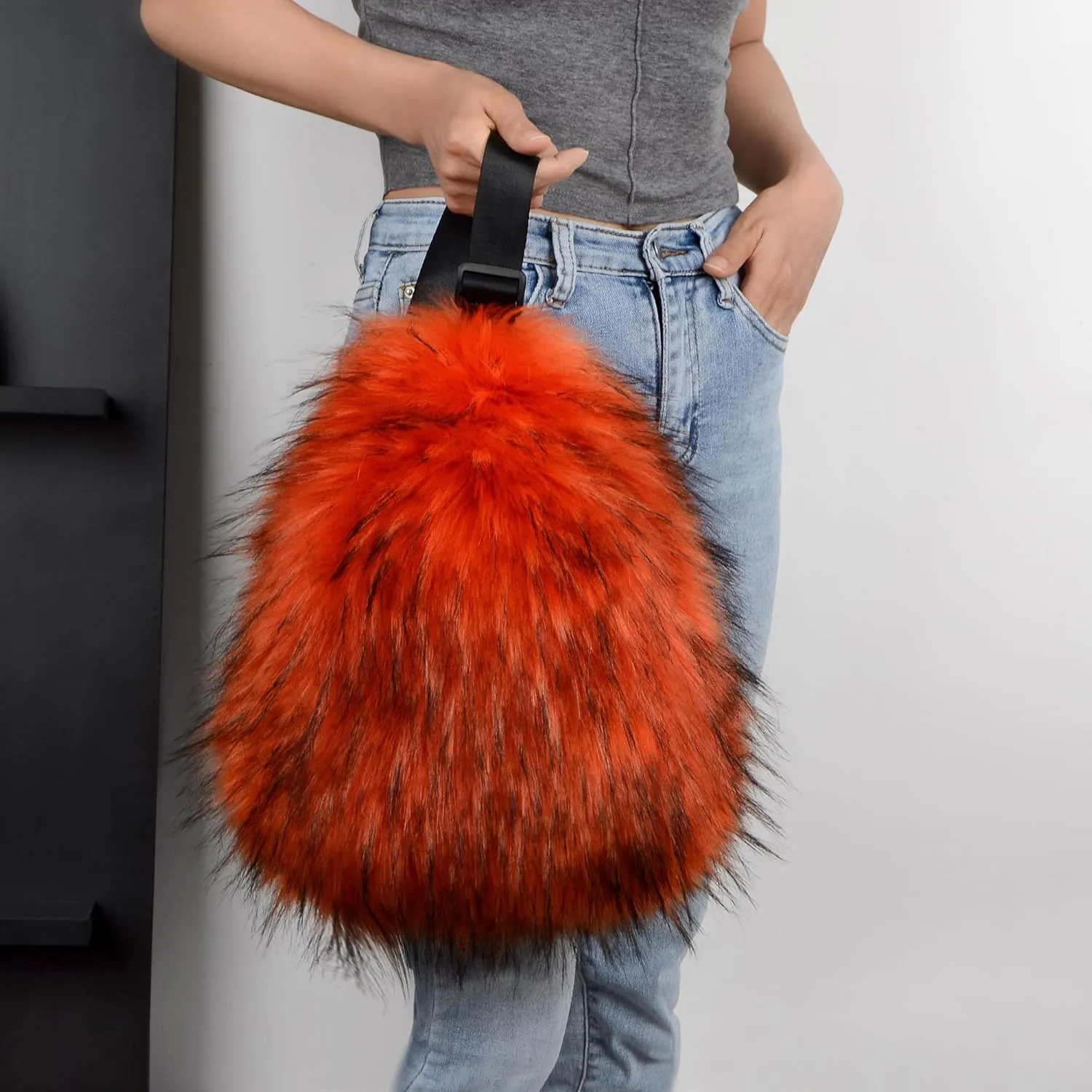 Sling Bag for Women Crossbody Chest Bag Cute Purse Fuzzy Fur Bag for Outdoor Hiking Trips