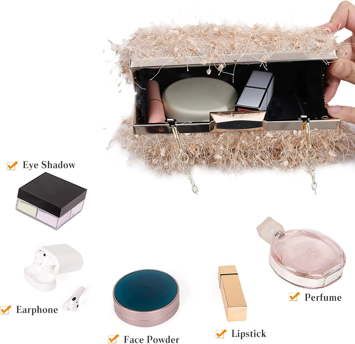 Small Clutch Purses for Women Fluffy Evening Bag