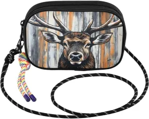 Small Crossbody Bags Rustic Board Elk for Women Cell Phone Purses Shoulder Bag Handbag with Adjustable Strap