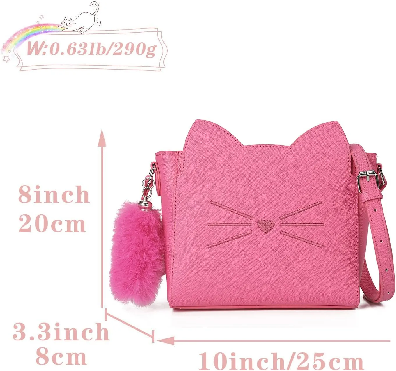 Small Crossbody Purses for Teen Girls,Cute Cat Girl Purse with Pendant PU Leather Shoulder Bags and Cross Body Handbags