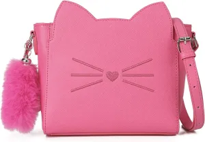 Small Crossbody Purses for Teen Girls,Cute Cat Girl Purse with Pendant PU Leather Shoulder Bags and Cross Body Handbags
