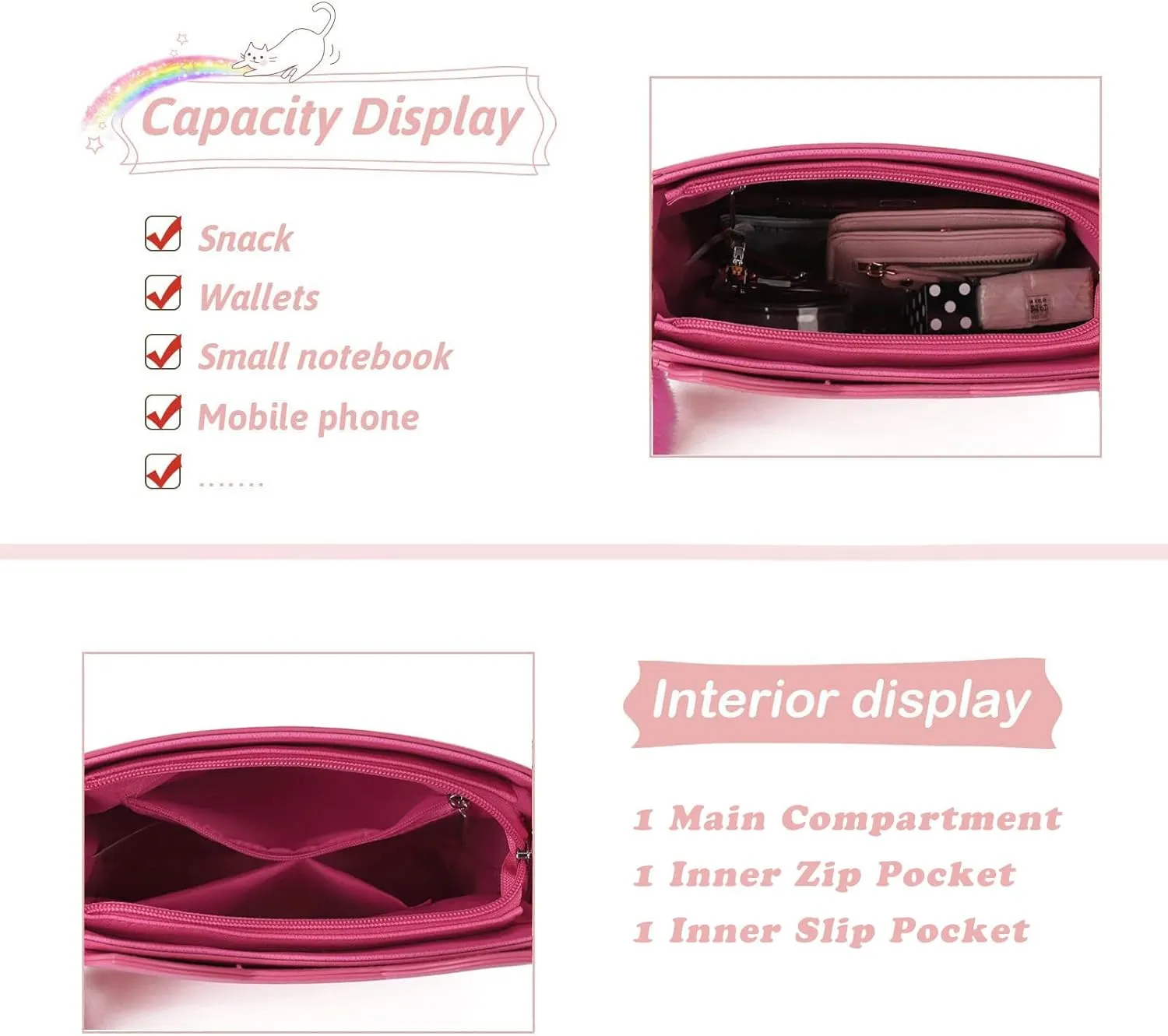 Small Crossbody Purses for Teen Girls,Cute Cat Girl Purse with Pendant PU Leather Shoulder Bags and Cross Body Handbags