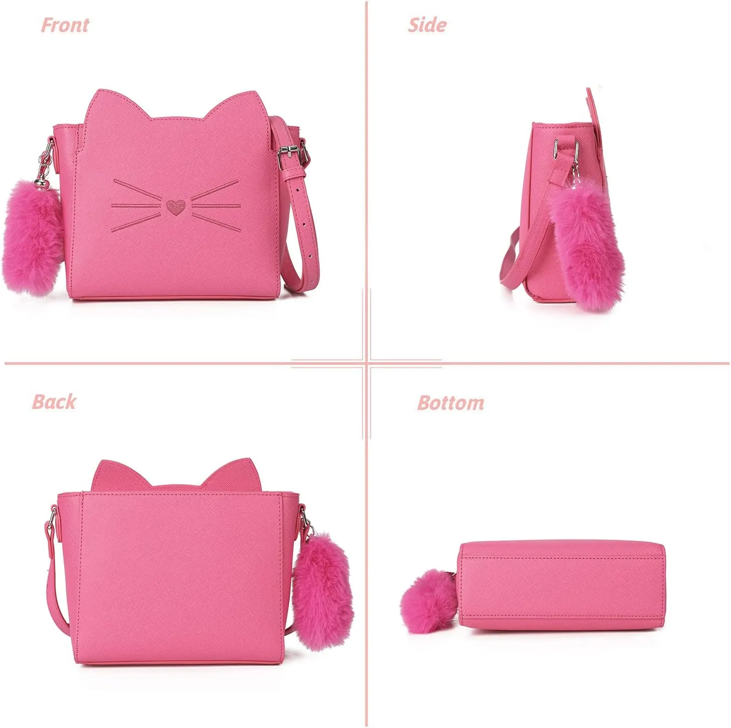 Small Crossbody Purses for Teen Girls,Cute Cat Girl Purse with Pendant PU Leather Shoulder Bags and Cross Body Handbags