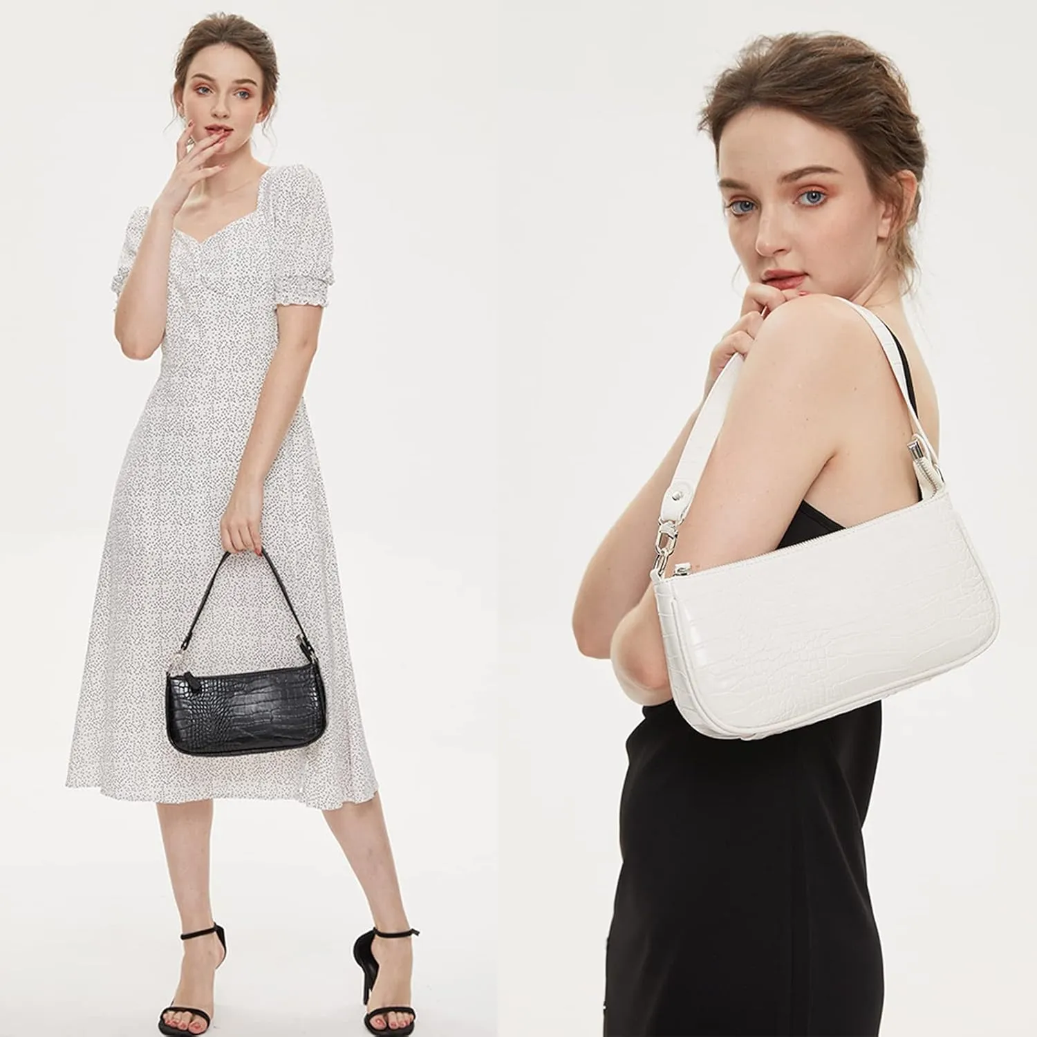 Small Shoulder Bags for Women Retro Classic Tote Purse Handbag Crocodile Pattern Clutch