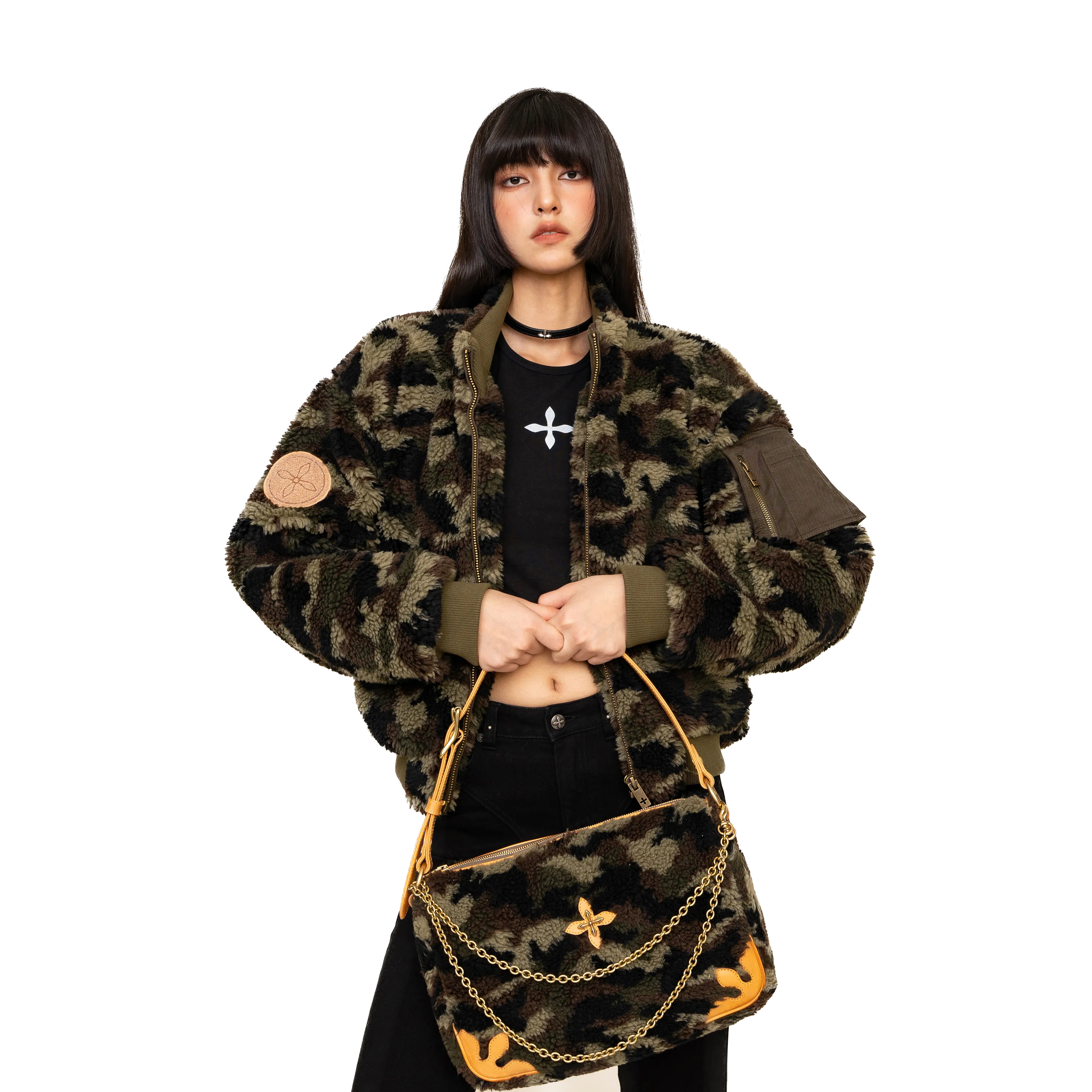 SMFK Compass Kitty Bag In Green Camouflage (Large)