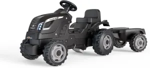 Smoby - Farmer XL Black Tractor   Trailer - Child Pedal Tractor - Adjustable Seat - Steering Wheel with Horn - Open Hood - for Ages 3  - Made in France