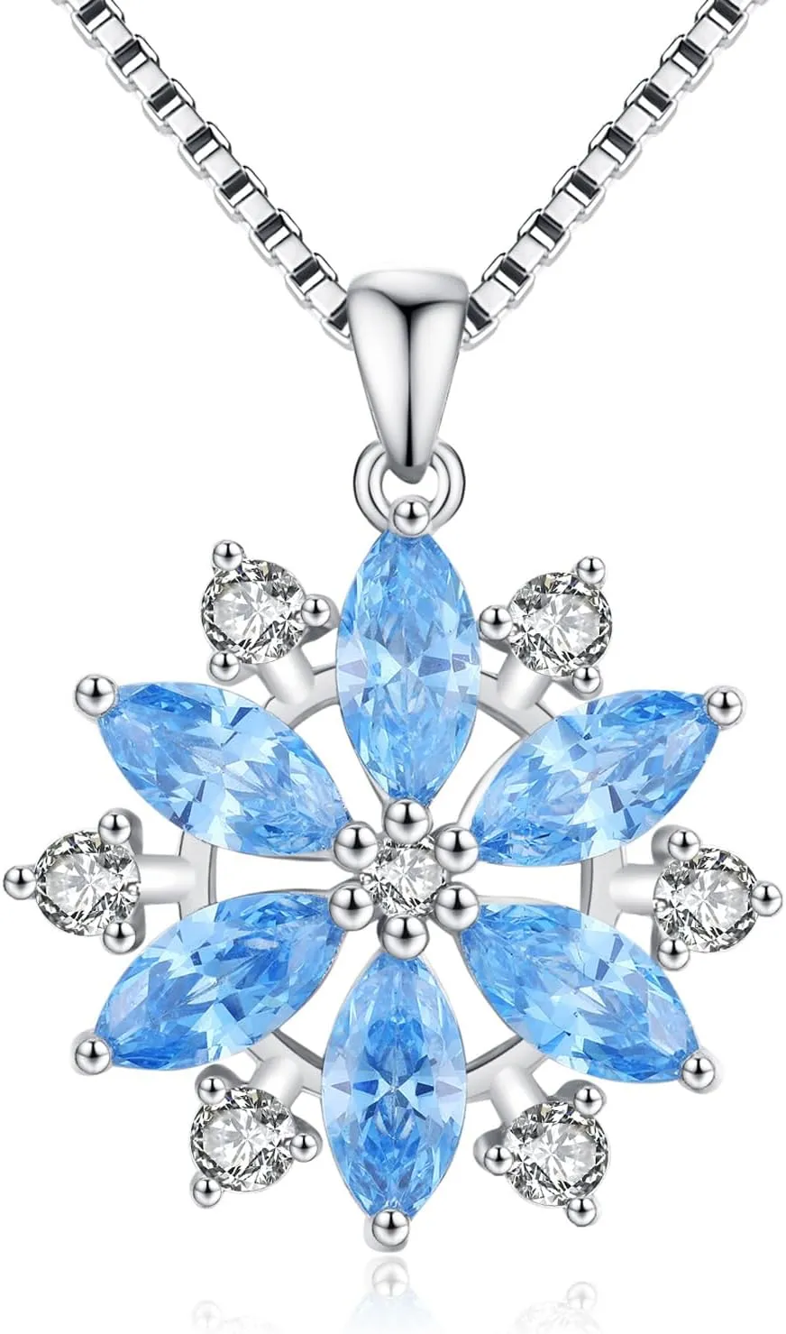 Snowflake Necklace 925 Sterling Silver Frozen Snowflake Pendant Necklace Christmas Jewelry Gifts for Women