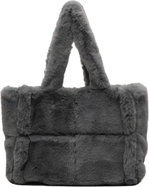 Soft Faux Fur Large Shoulder Tote Bag for Women Plush Handbag and Purse Furry Top Handle Bag