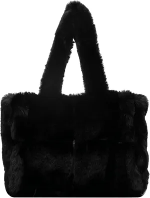 Soft Faux Fur Large Shoulder Tote Bag for Women Plush Handbag and Purse Furry Top Handle Bag