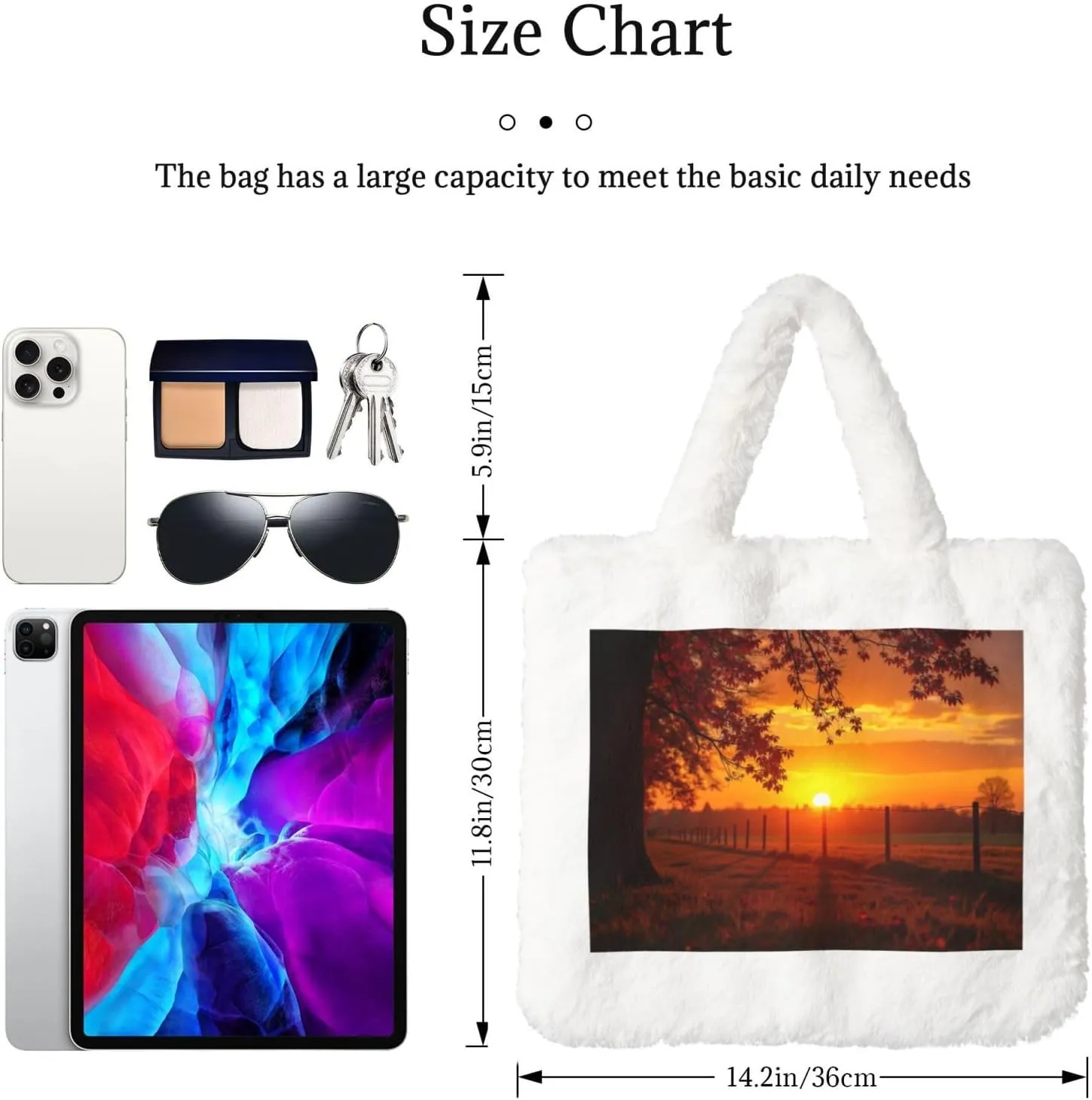 Soft Faux Fur Shoulder Tote Bag for Women Plush Handbag Purse Furry Top Handle Bag