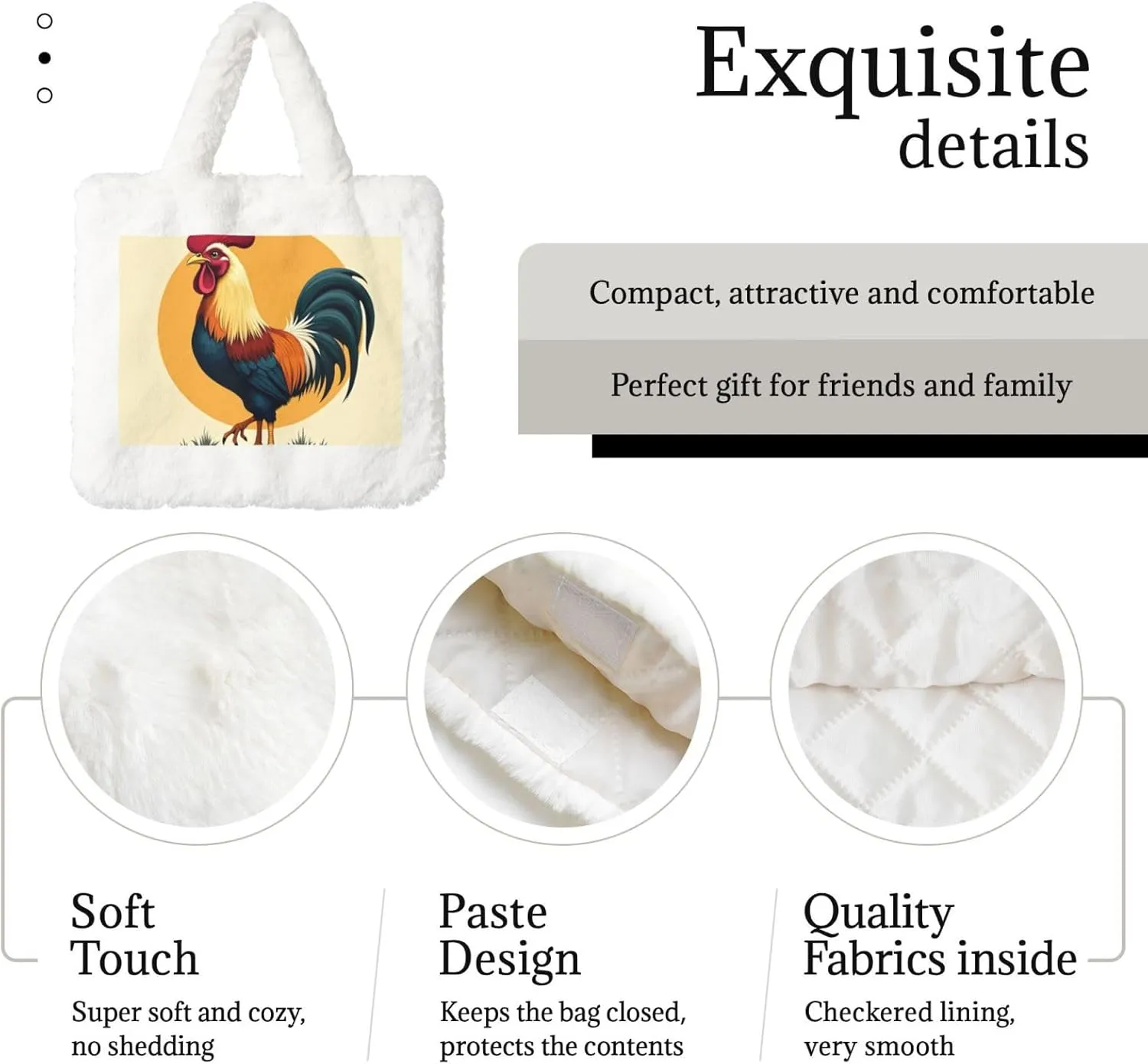 Soft Faux Fur Shoulder Tote Bag for Women Plush Handbag Purse Furry Top Handle Bag
