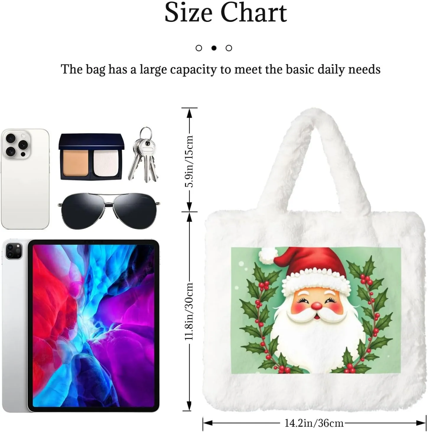 Soft Faux Fur Shoulder Tote Bag for Women Plush Handbag Purse Furry Top Handle Bag