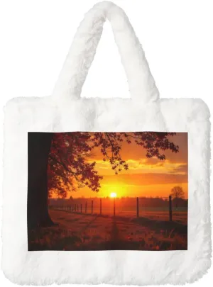 Soft Faux Fur Shoulder Tote Bag for Women Plush Handbag Purse Furry Top Handle Bag