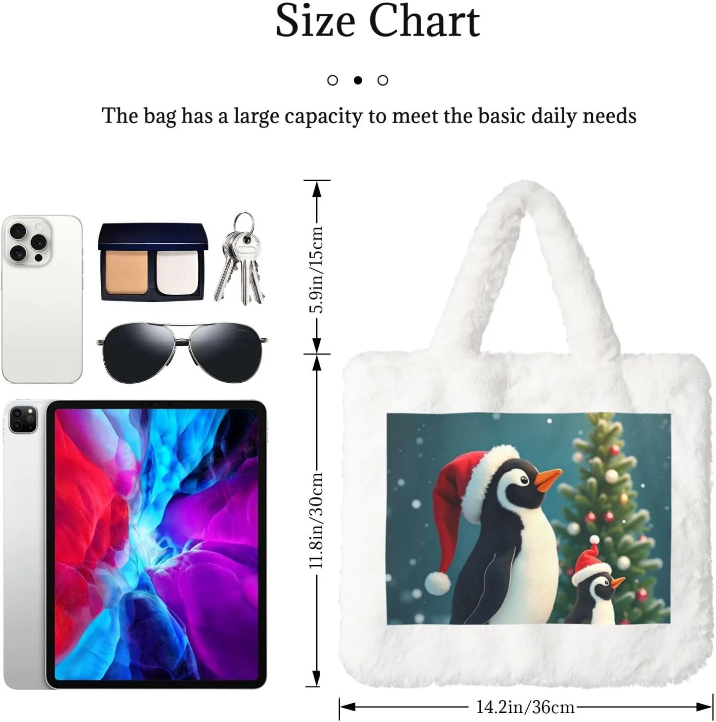 Soft Faux Fur Shoulder Tote Bag for Women Plush Handbag Purse Furry Top Handle Bag