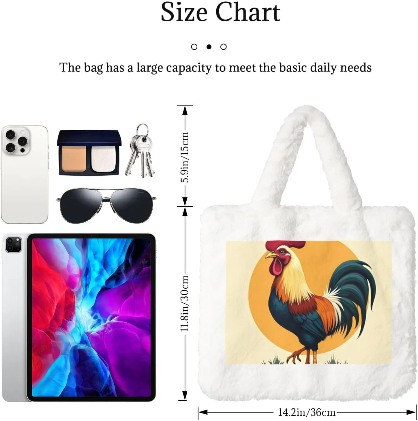 Soft Faux Fur Shoulder Tote Bag for Women Plush Handbag Purse Furry Top Handle Bag