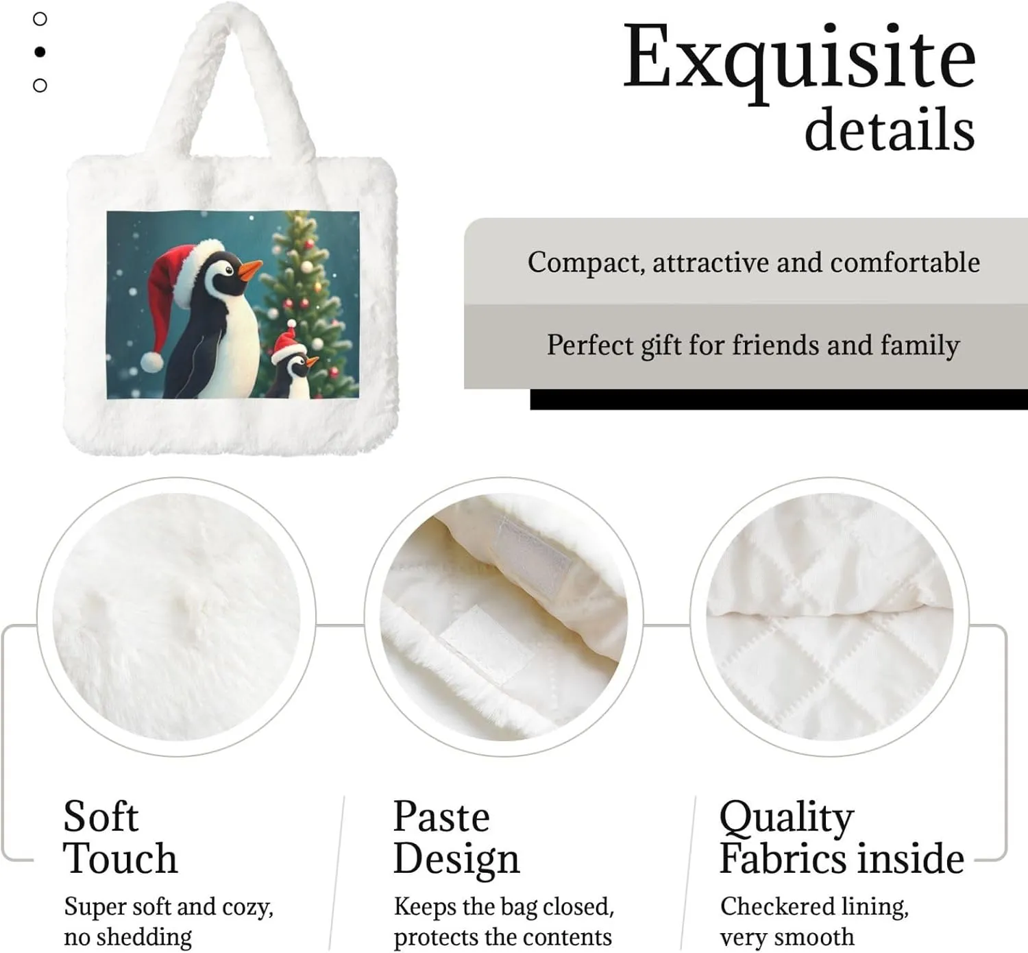 Soft Faux Fur Shoulder Tote Bag for Women Plush Handbag Purse Furry Top Handle Bag