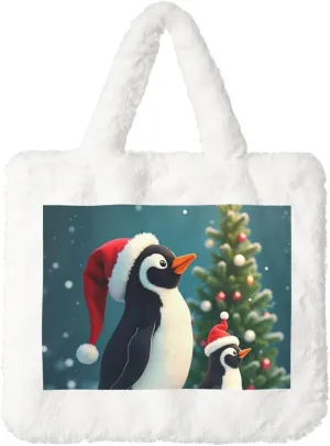Soft Faux Fur Shoulder Tote Bag for Women Plush Handbag Purse Furry Top Handle Bag
