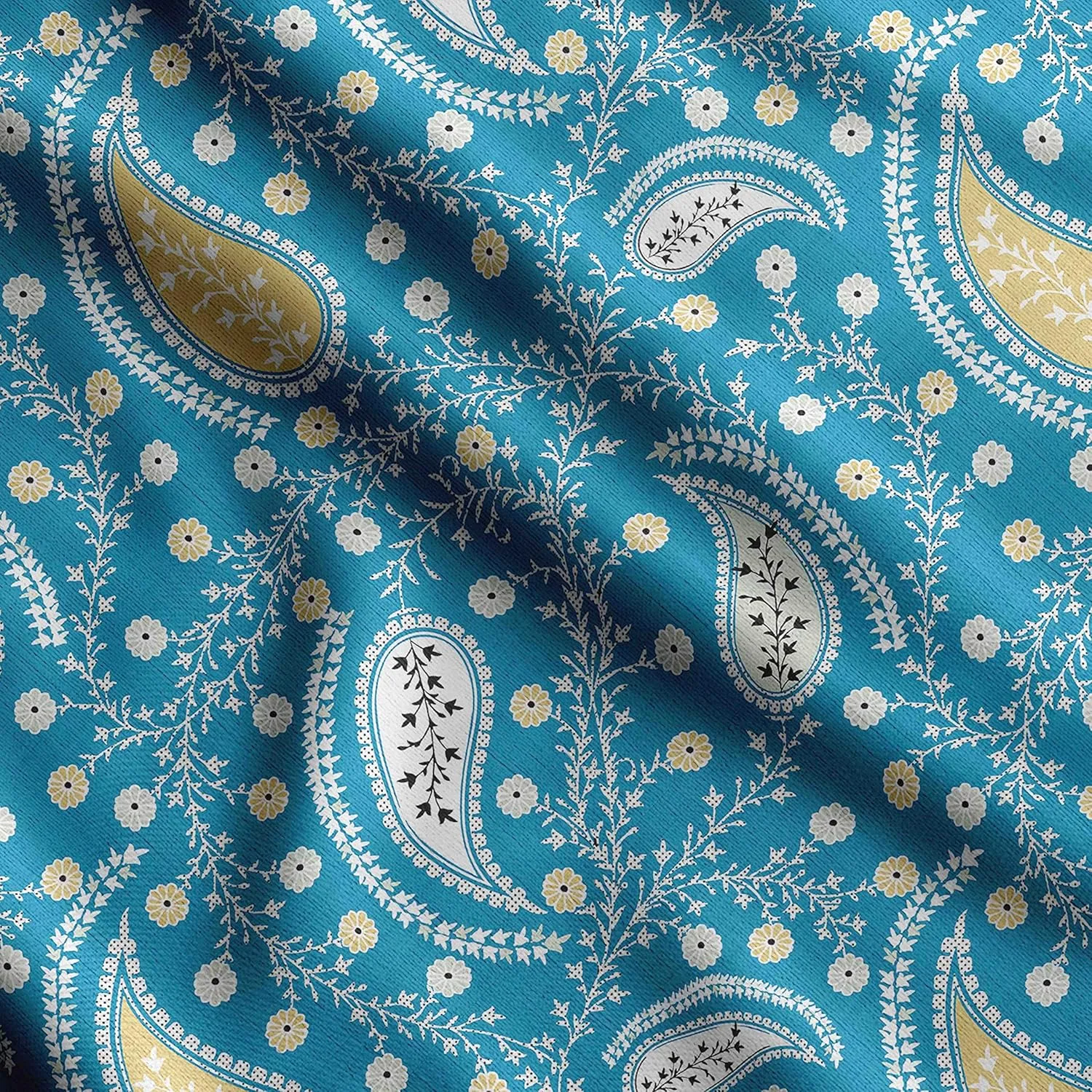 Soimoi Heavyweight Cotton Canvas Fabric Material - 56 Inch Wide, Blue - Asian Print, Ideal for Making Durable Tote Bags, Backpacks, Jackets, Upholstery, Cushions, Outdoor Furniture Covers, 1 Yard