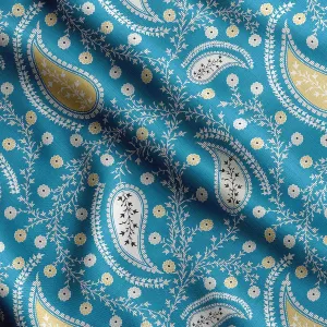 Soimoi Heavyweight Cotton Canvas Fabric Material - 56 Inch Wide, Blue - Asian Print, Ideal for Making Durable Tote Bags, Backpacks, Jackets, Upholstery, Cushions, Outdoor Furniture Covers, 1 Yard
