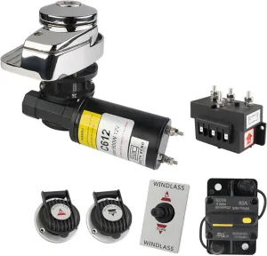 South Bend Components C912 Vertical Windlass Anchor System - 900W 12V DC Motor, 1452 lbs Pulling Power, 316 Stainless Steel Housing, Chain 1/4 Inch HT G4 and Rope 1/2 Inch, Quiet for Boats 20-35 ft