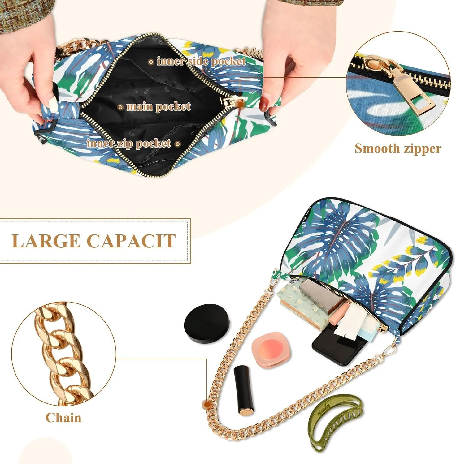 Spacious Handbag for Women Lightweight with Elegant Chain Strap for Daily Commuting