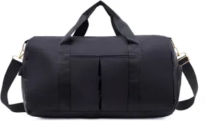Sports Duffel Bags Sports Gym Bags Outdoor Waterproof Nylon Men Women Training Fitness Travel Handbag Yoga Mat Sport Bag with Shoes Compartment(Black)