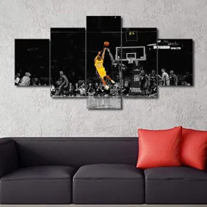 Sports Wall Art for Living Room Kobe Bryant Modern Home Decor Canvas R.I.P Pictures LA Lakers House Decorations Basketball Artwork Paitings 5 Panel Framed Posters and Prints Ready to Hang 60''Wx32''H