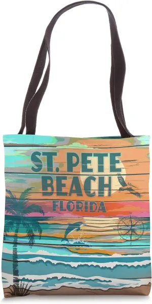 St. Pete Beach Rustic Coastal Nautical Sunset Art Tote Bag