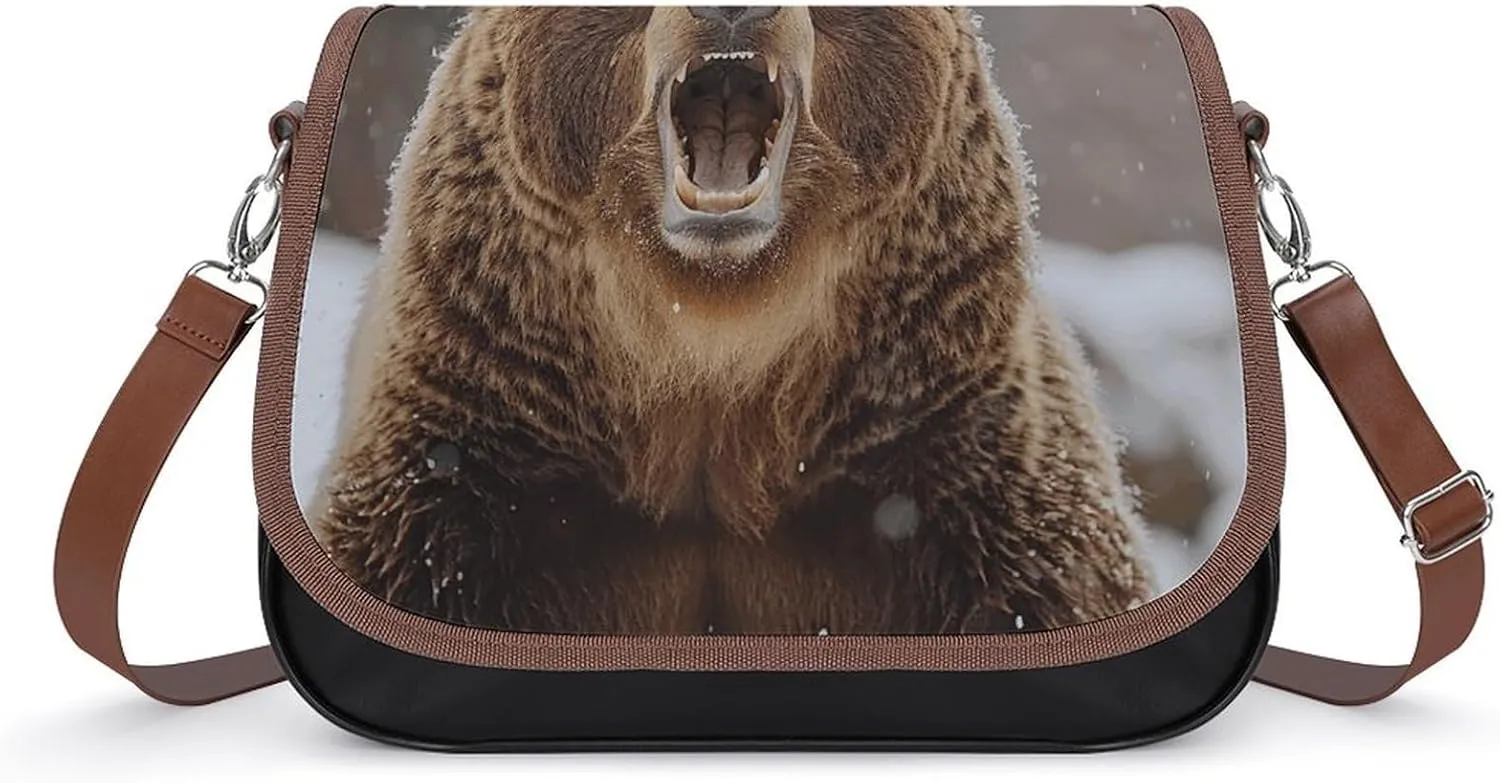 Standing in The Snow Shoulder Bags PU Leather Shoulder Handbag Large Capacity Crossbody Bag for Women