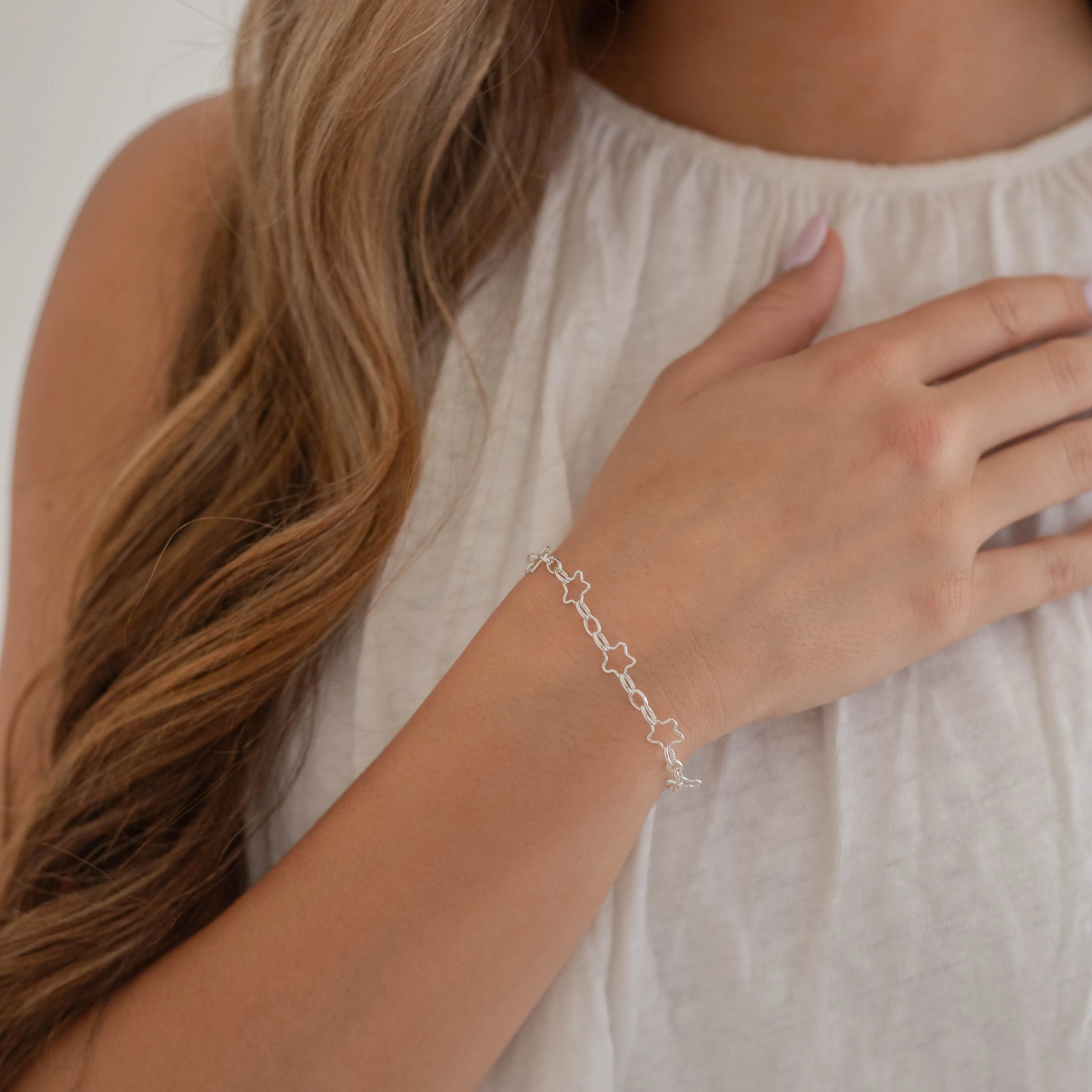 Stella Permanent Jewelry Chain, Star Design, Alternating Oval Links, Available in Gold Filled and Sterling Silver