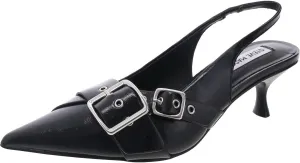 Steve Madden Womens Lezley Solid Faux Leather Slingback Heels